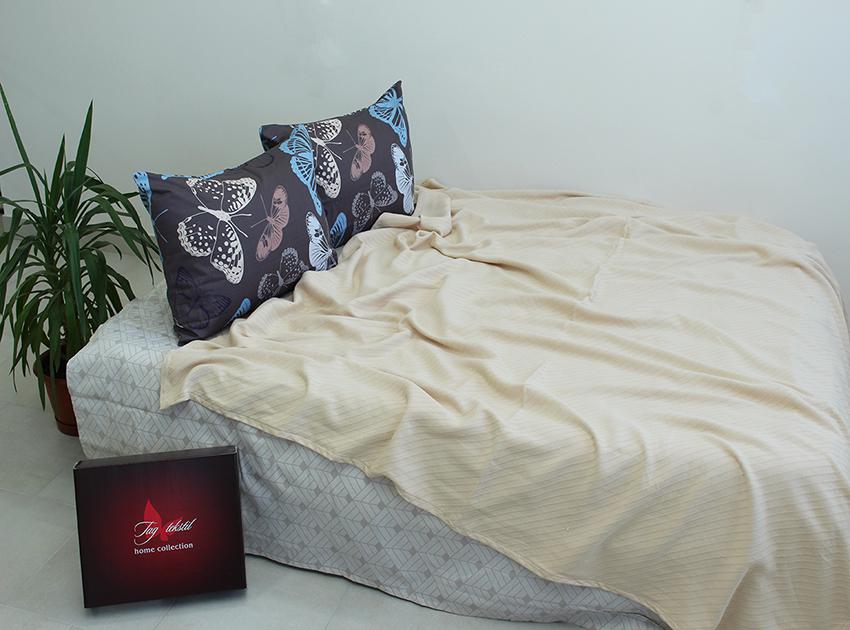 Простынь-покрывало пике TAGtekstil Полоса бежевая 200х235 см (20783)