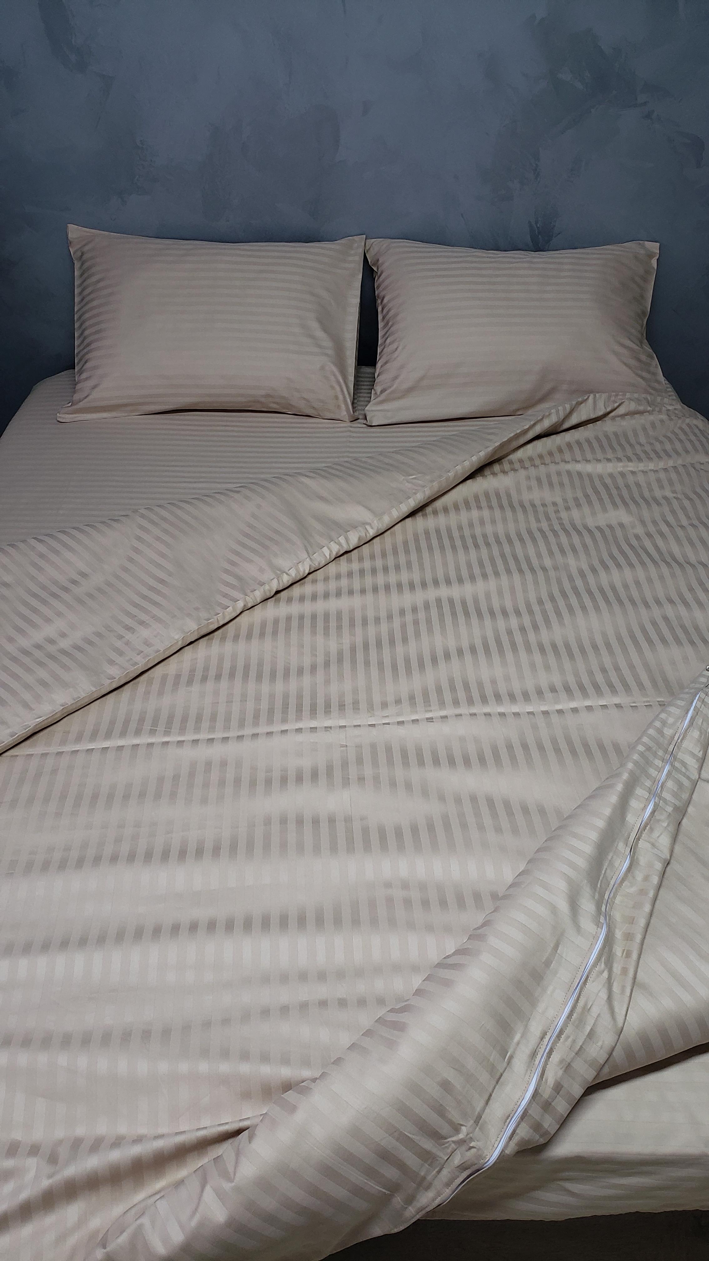 Комплект постельного белья Страйп Сатин Люкс Двуспальный 50x70 см (000726)