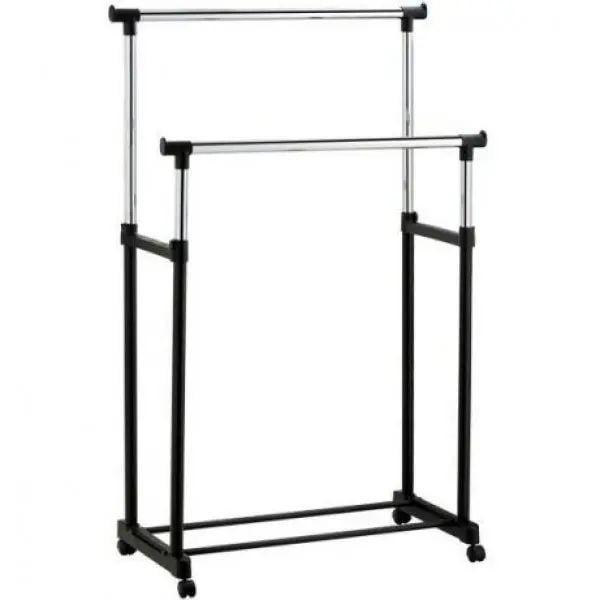 Стойка-вешалка для одежды Double Pole Clothes Horse 135х60х42 см телескопическая двойная (opt-17684)