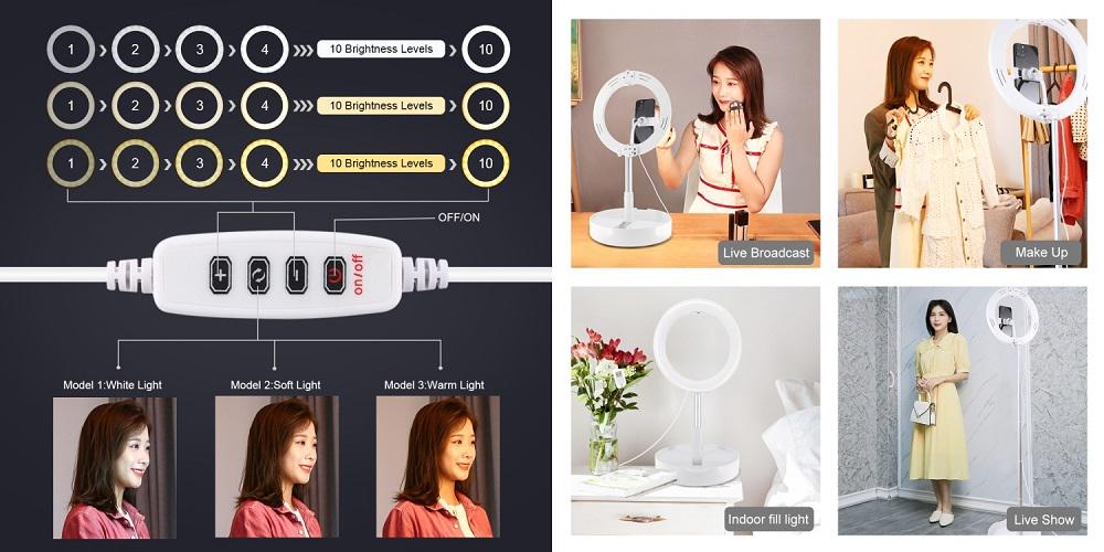 Лампа кільцева LED 26 см штатив до 138 см USB (2558722805) - фото 4 Лампа кільцева LED 26 см штатив до 138 см USB (2558722805) - фото 4