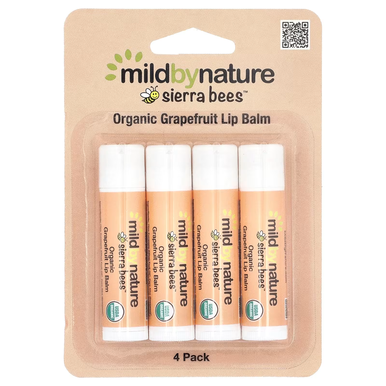 Набор бальзамов для губ органических Mild By Nature Sierra Bees Грейпфрут 4 шт./4,25 г (30140507) Набор бальзамов для губ органических Mild By Nature Sierra Bees Грейпфрут 4 шт./4,25 г (30140507)
