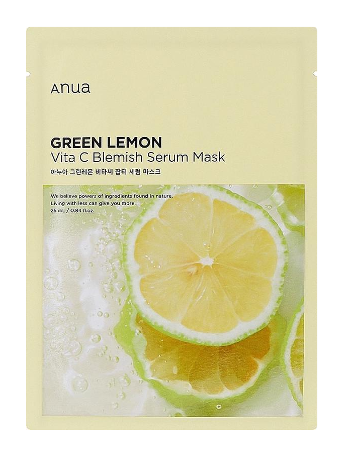Маска для лица осветительная тканевая ANUA Green Lemon Vita C Blemish Serum Mask 25 мл (2530005992)