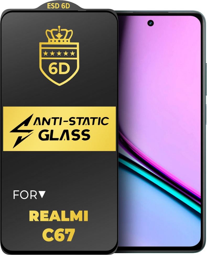 Защитное стекло 6D Anti-Static Realme C67 Glass Shield