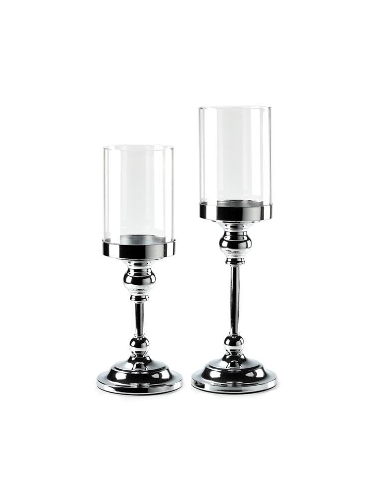 Подсвечники праздничные Remy-Decor Reggino со стеклянной колбой 2 шт. 33/38 см Серебряный Подсвечники праздничные Remy-Decor Reggino со стеклянной колбой 2 шт. 33/38 см Серебряный