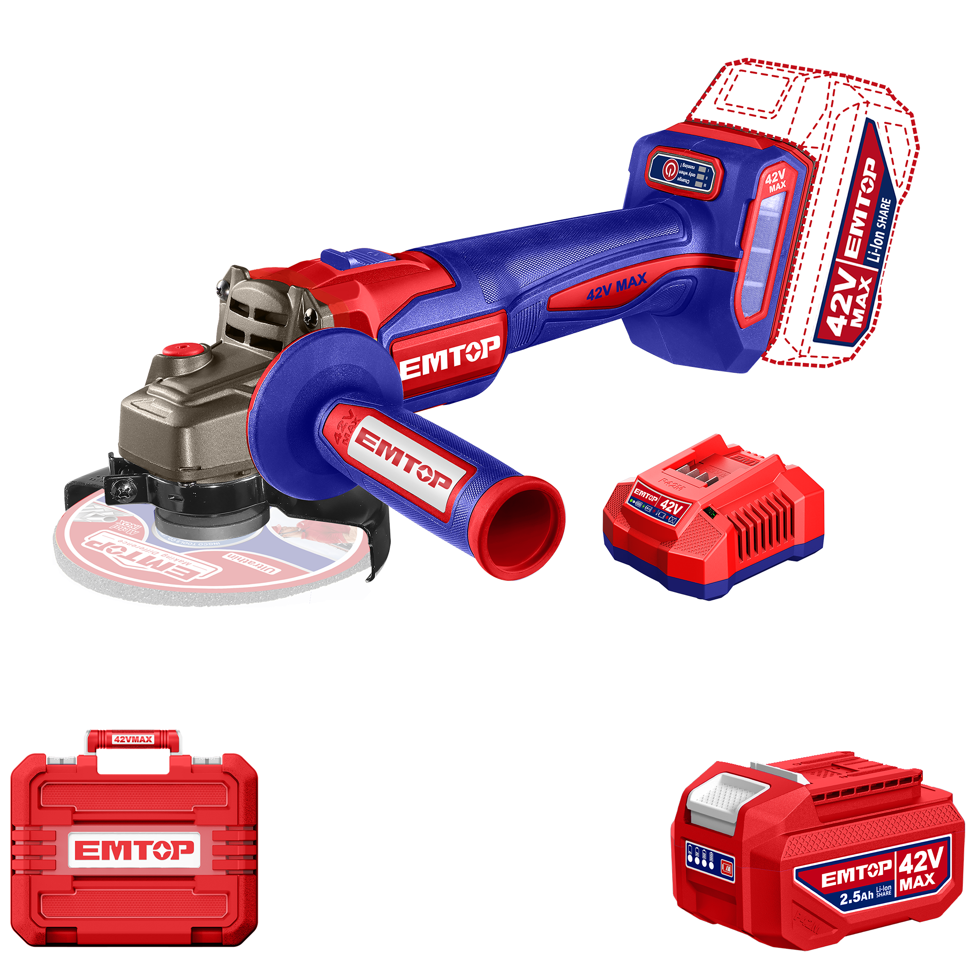 Болгарка аккумуляторная EMTOP ELAG4128112 Болгарка аккумуляторная EMTOP ELAG4128112