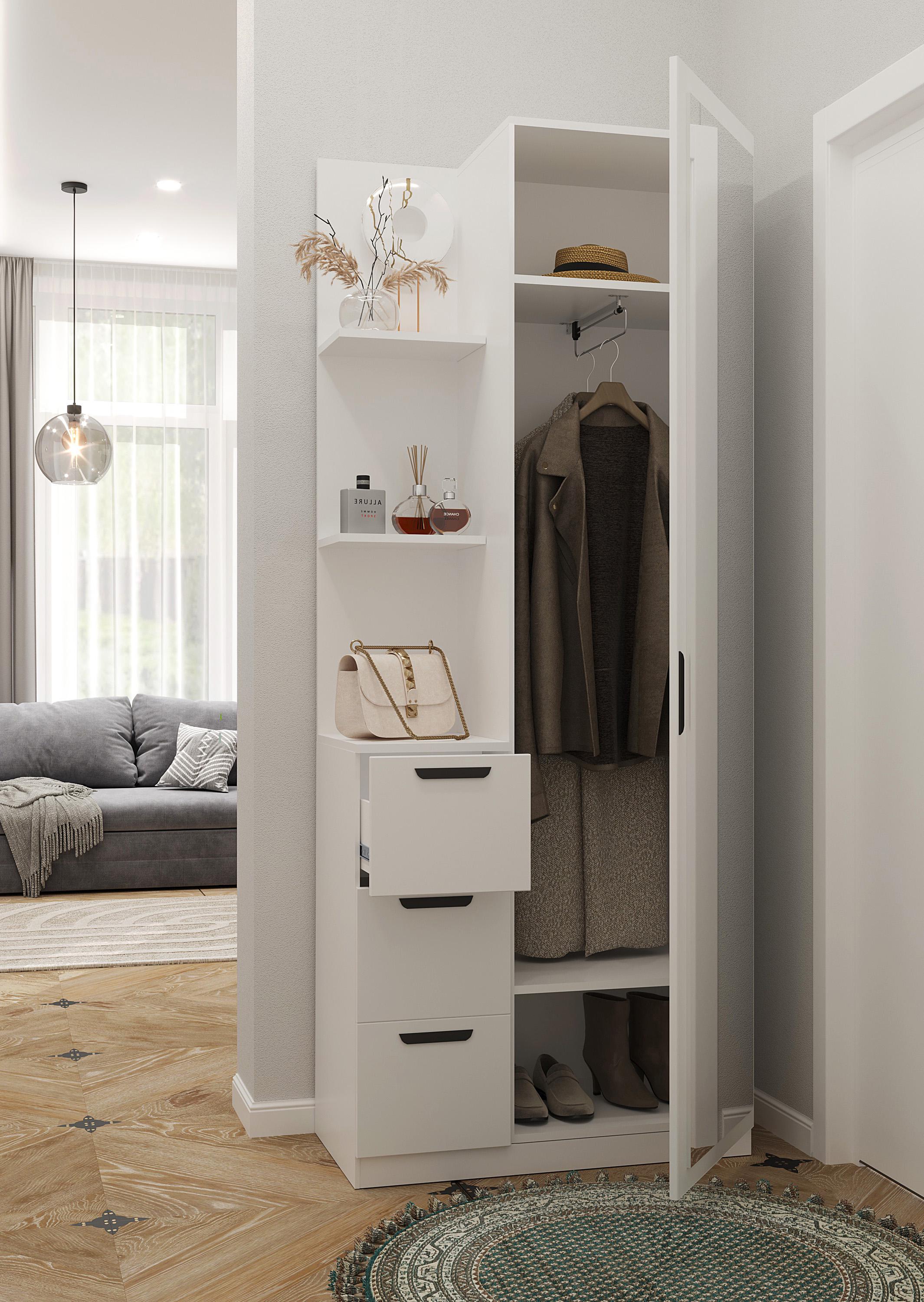 Передпокій N-1 800x2000x400 мм Білий (sr25-n1-white) - фото 2