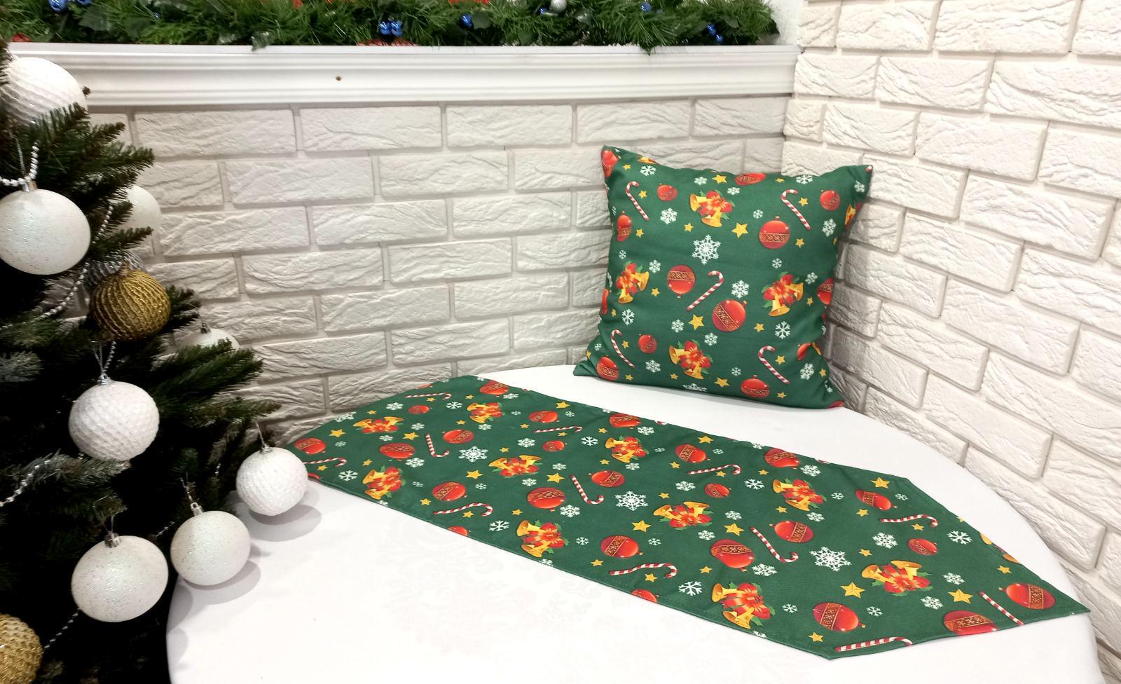 Набор новогодний Print дорожка 35х145 + наволочка 45х45 Yesil (CN11192)