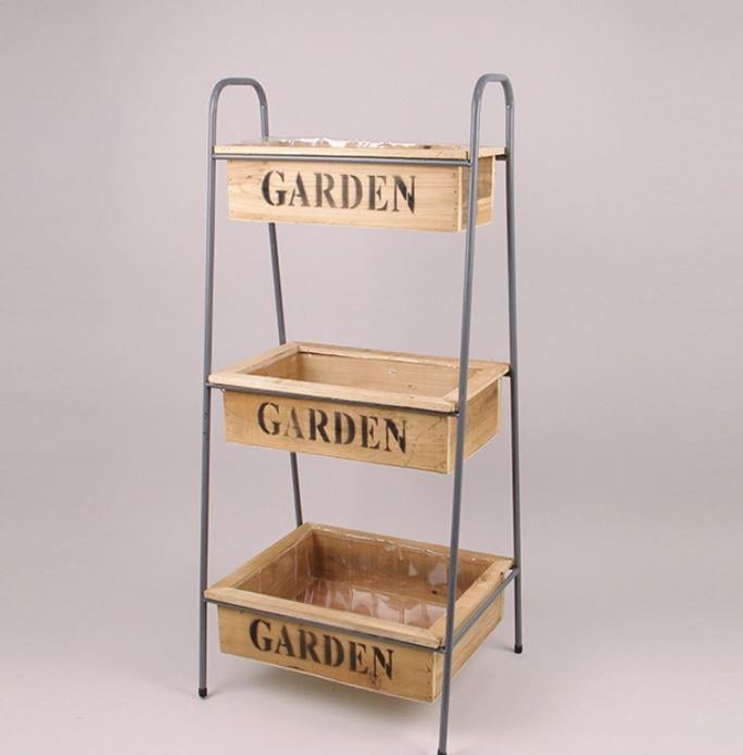 Подставка декоративная металлическая из деревянных кашпо GARDEN 86 см (45400)
