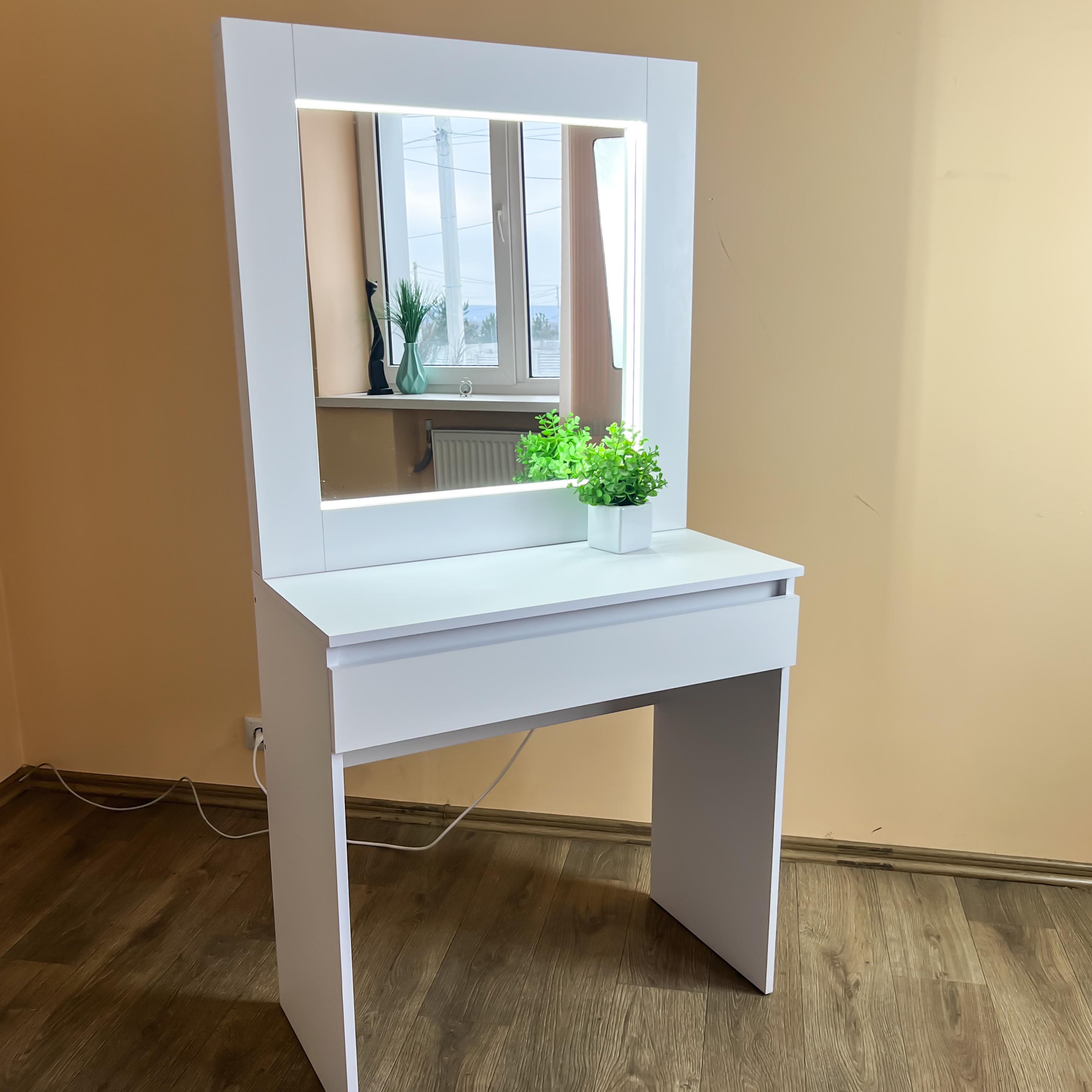 Туалетний столик ST1PL з LED-підсвіткою 800x400x1600 мм Білий