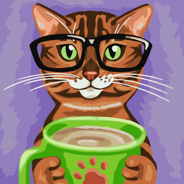 Картина по номерам Идейка Полосатый бариста 40x40 см (KHO4313)