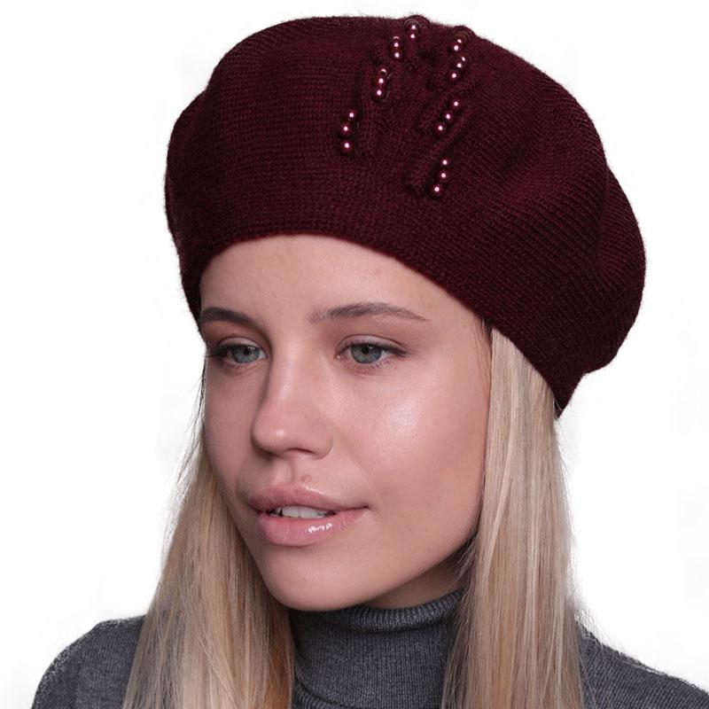 Берет женский Lirus Лейла двойной шерстяной р. 56-58 Бордовый (68614)