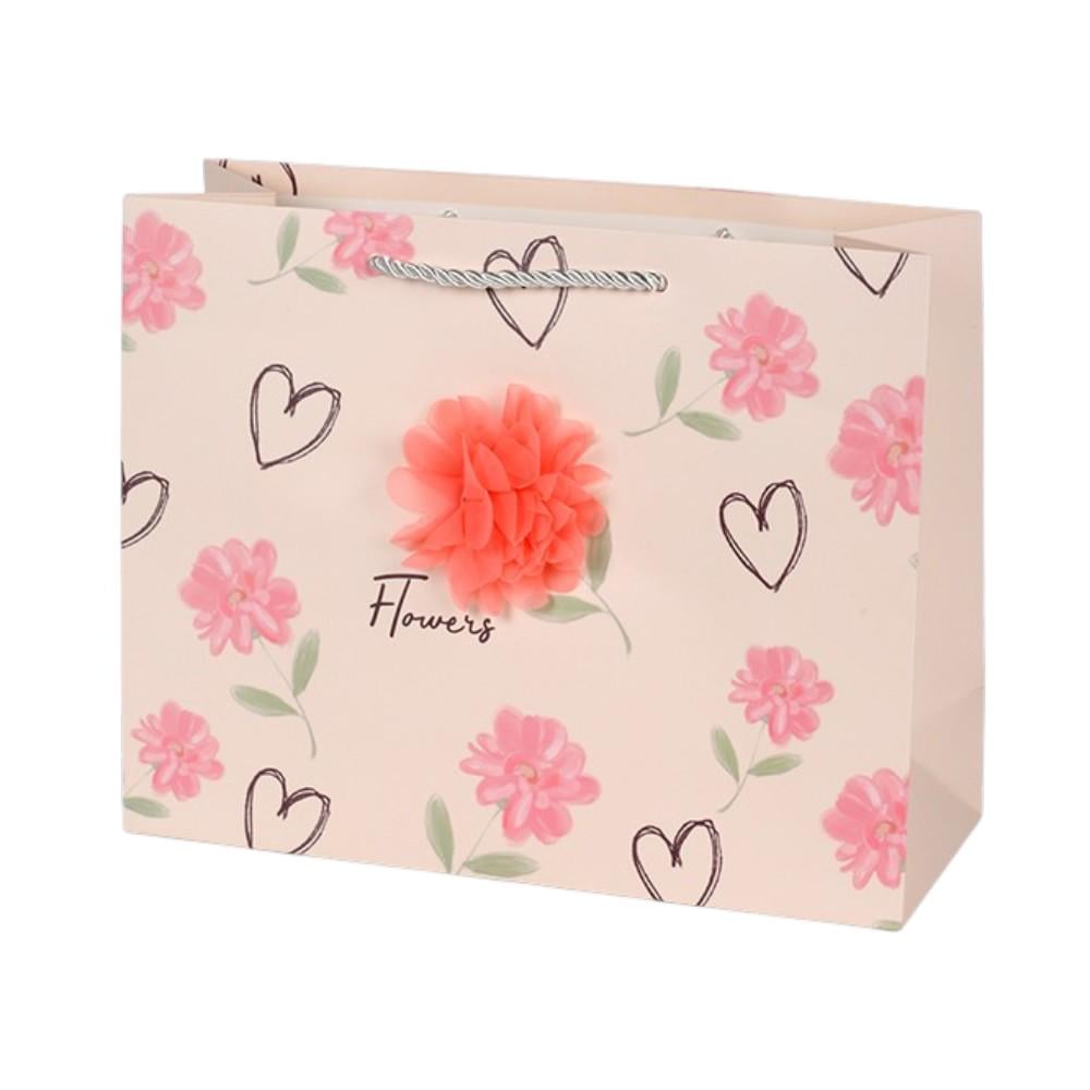 Подарунковий пакет Flowers R40878-M 20х25,5х9,5 см Пудровий (34965296)