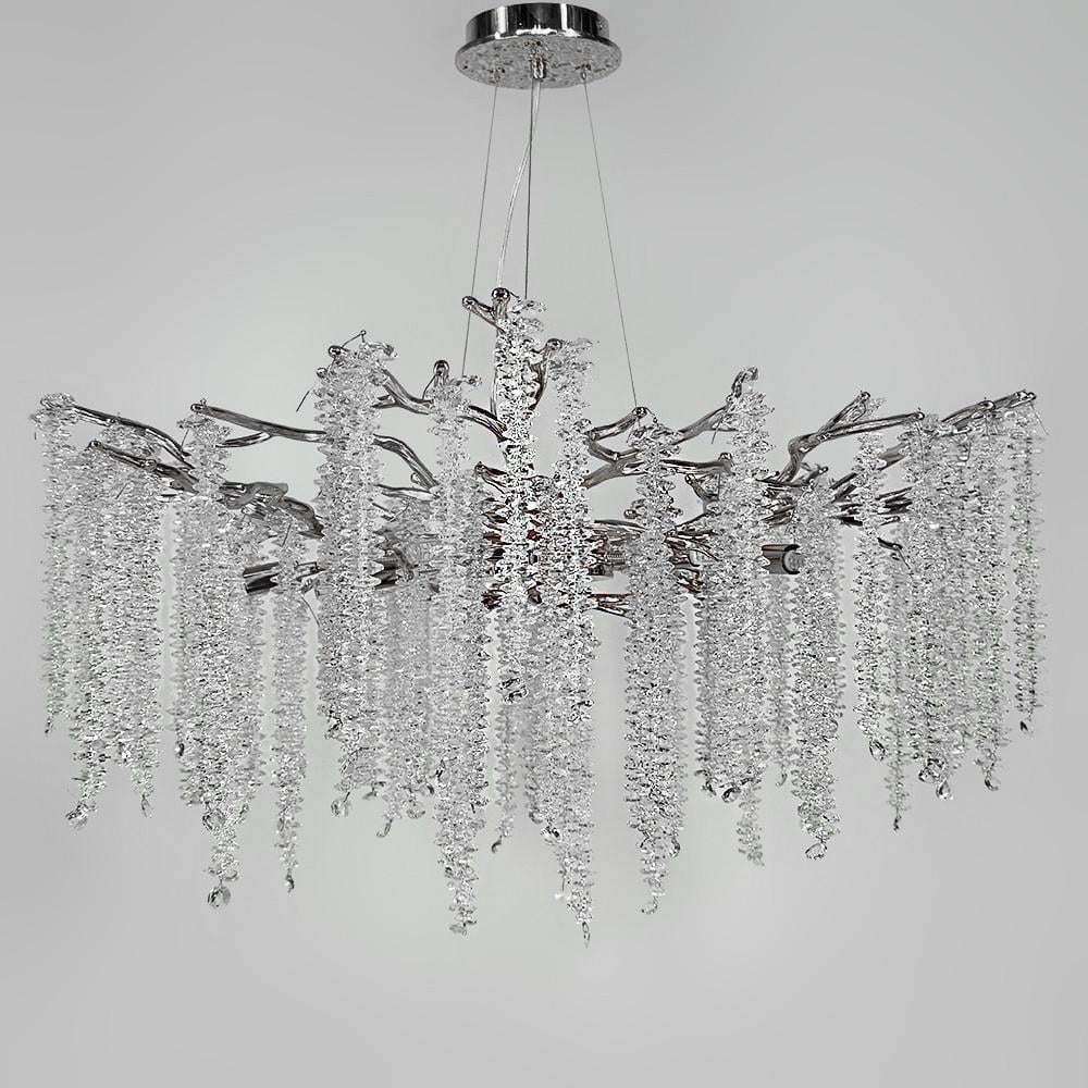 Люстра підвісна з кришталевим камінням Ø 80 см Срібний (33001-760 CH)