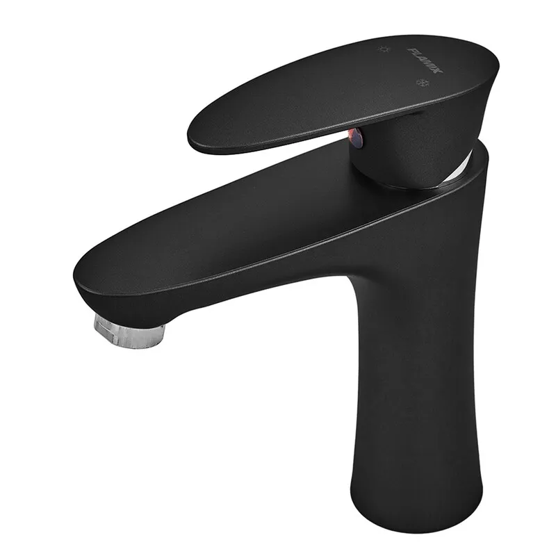 Змішувач для умивальника PLAMIX Cezar-001 SET з підведенням Black Matte (PM0662)