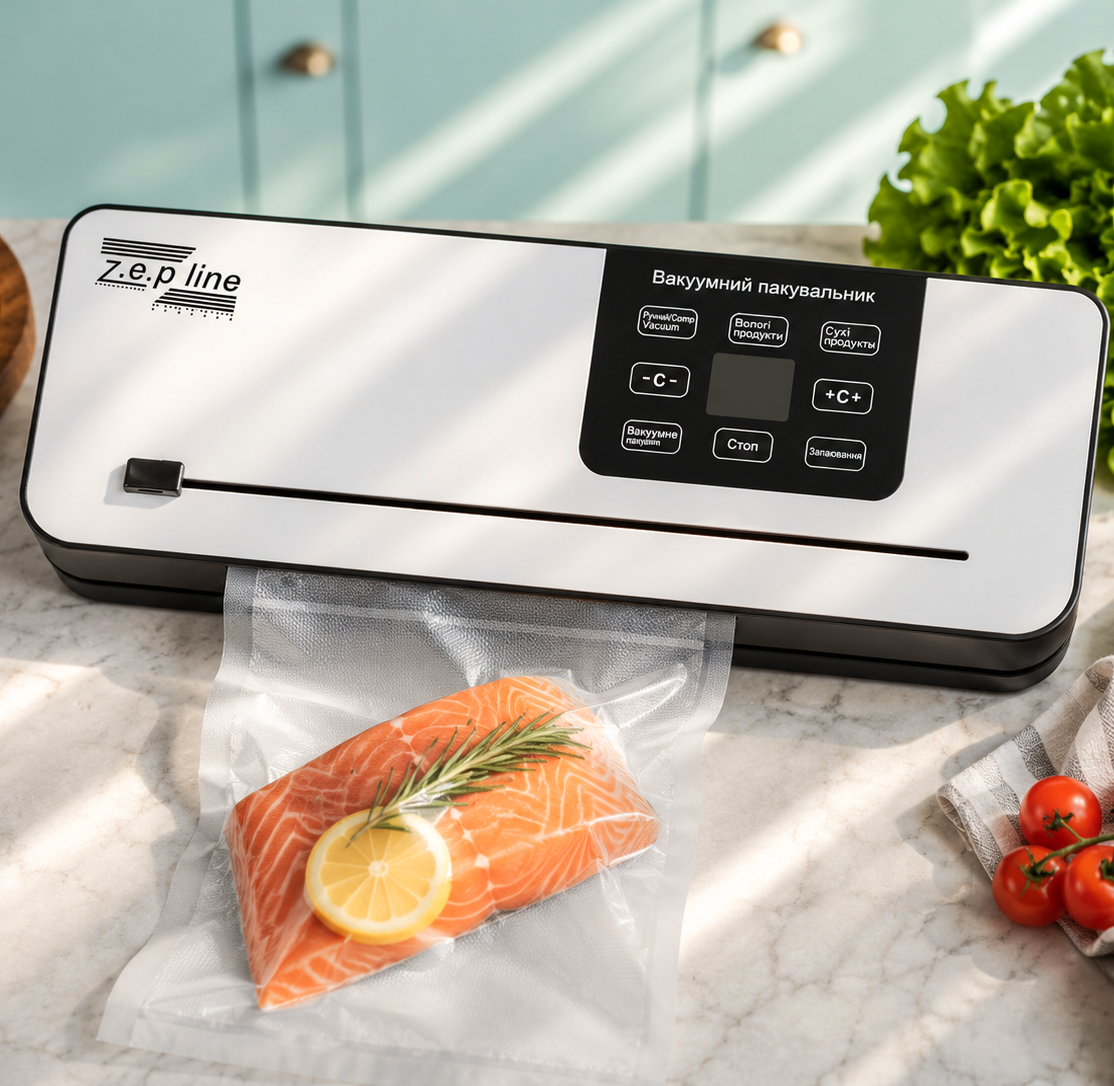 Вакууматор для продуктов и еды Zepline Vacuum Sealer 200 Вт со встроенным ножом Grey