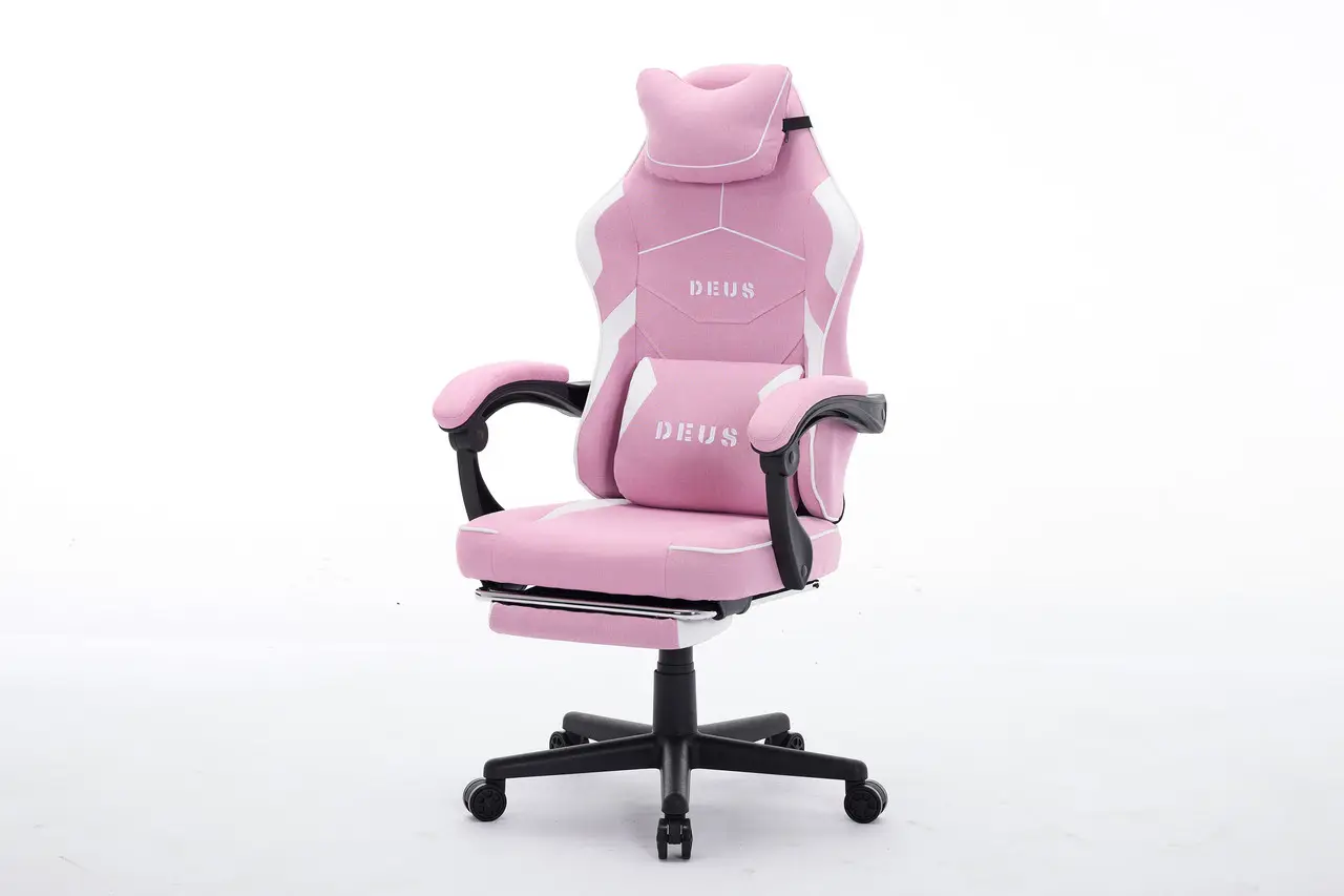 Крісло комп'ютерне Deus ED09 текстиль з підставкою для ніг Рожево-білий (2976) - фото 6 Крісло комп'ютерне Deus ED09 текстиль з підставкою для ніг Рожево-білий (2976) - фото 6