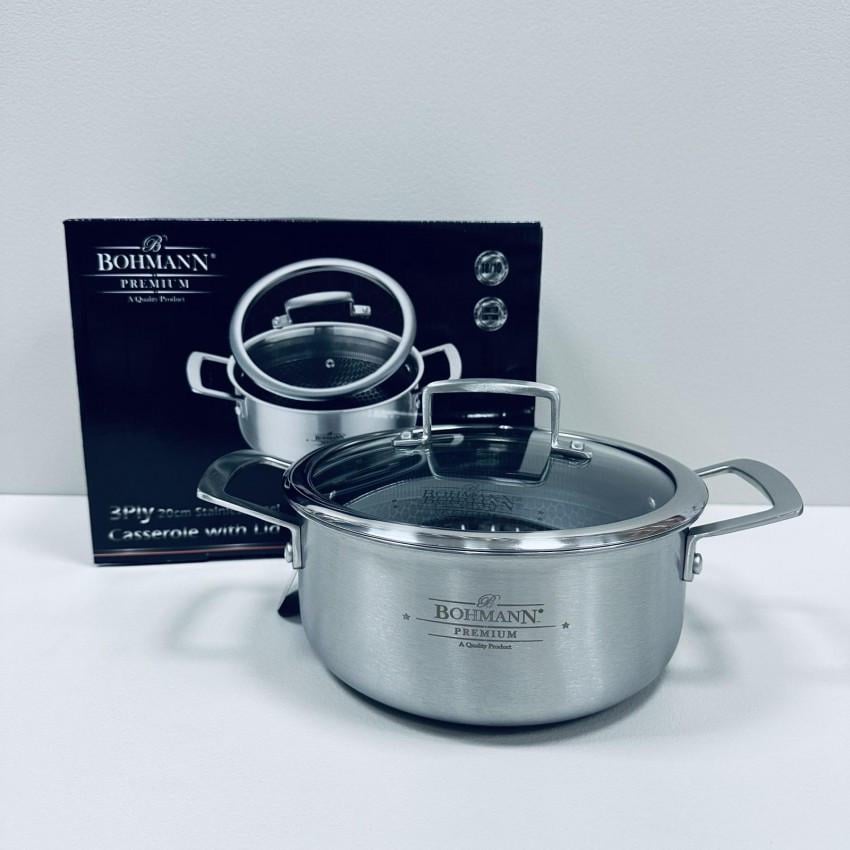 Каструля із нержавіючої сталі Bohmann BP-4100-20 зі скляною кришкою 20 см 2,8 л (2660563060)