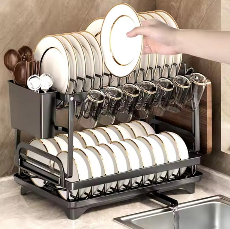 Сушилка для посуды и столовыхприборов 2-ярусная настольная 29х29х41,5 см - фото 3 Сушилка для посуды и столовыхприборов 2-ярусная настольная 29х29х41,5 см - фото 3