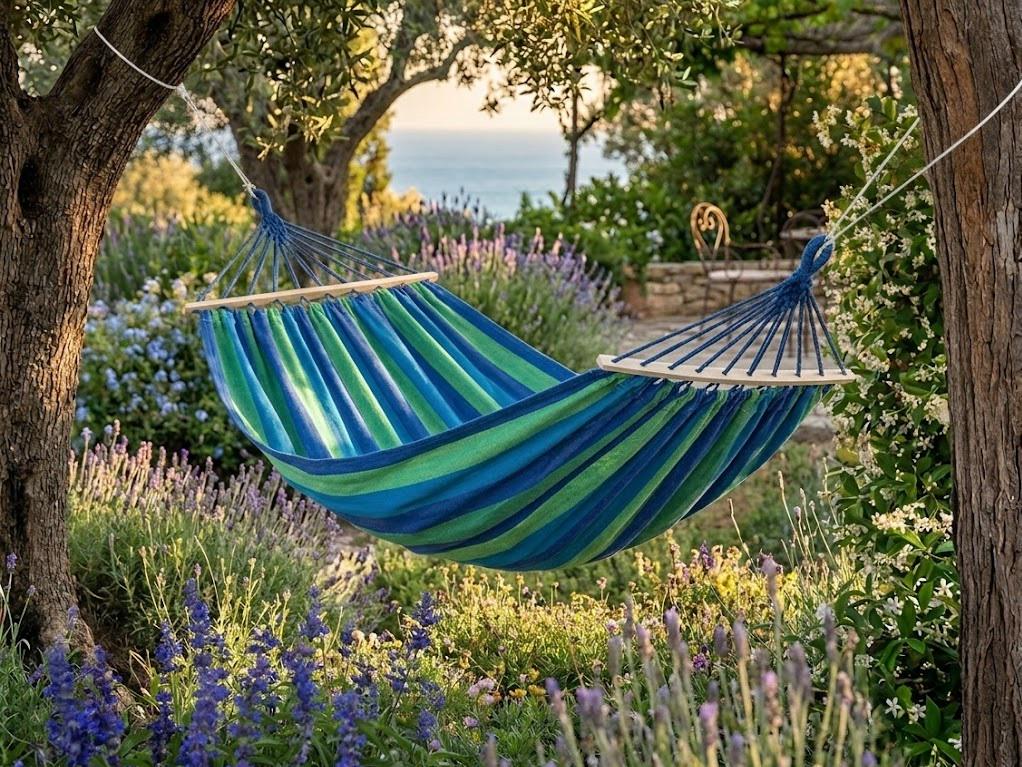 Гамак усиленный двухместный с деревянной планкой 260х160 см 150 кг с чехлом