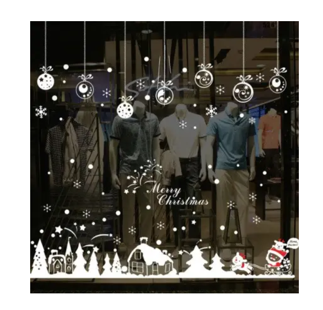 Наклейки на окна новогодние 60х90 см Белый (8100/6)