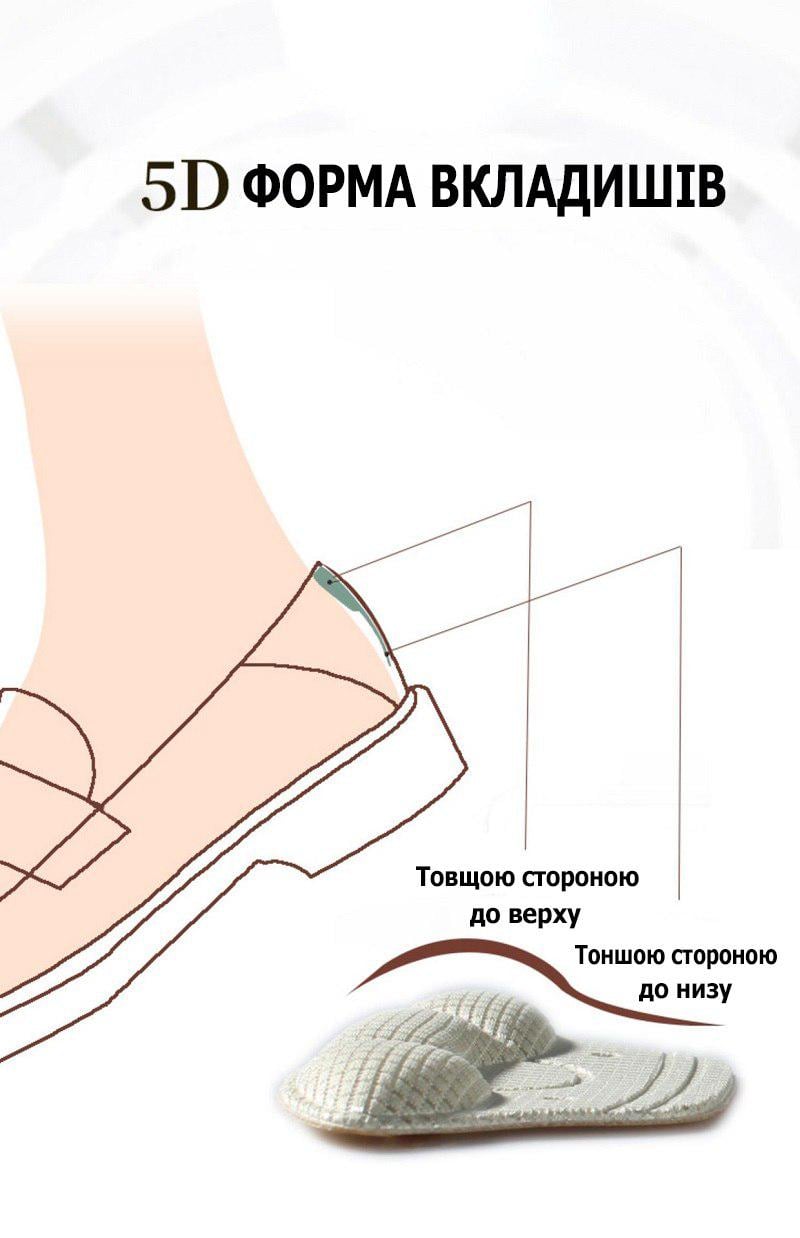 Вкладиші для задника взуття для зменшення розміру від натирання 6 мм Бежевий (2878) - фото 4