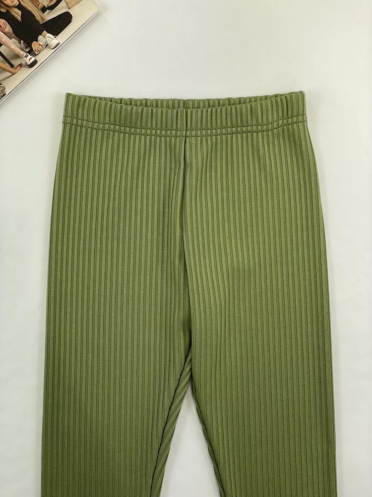 Лосини для дівчинки Semejka 0303 у рубчик 152 см Темний оливковий - фото 3 Лосини для дівчинки Semejka 0303 у рубчик 152 см Темний оливковий - фото 3