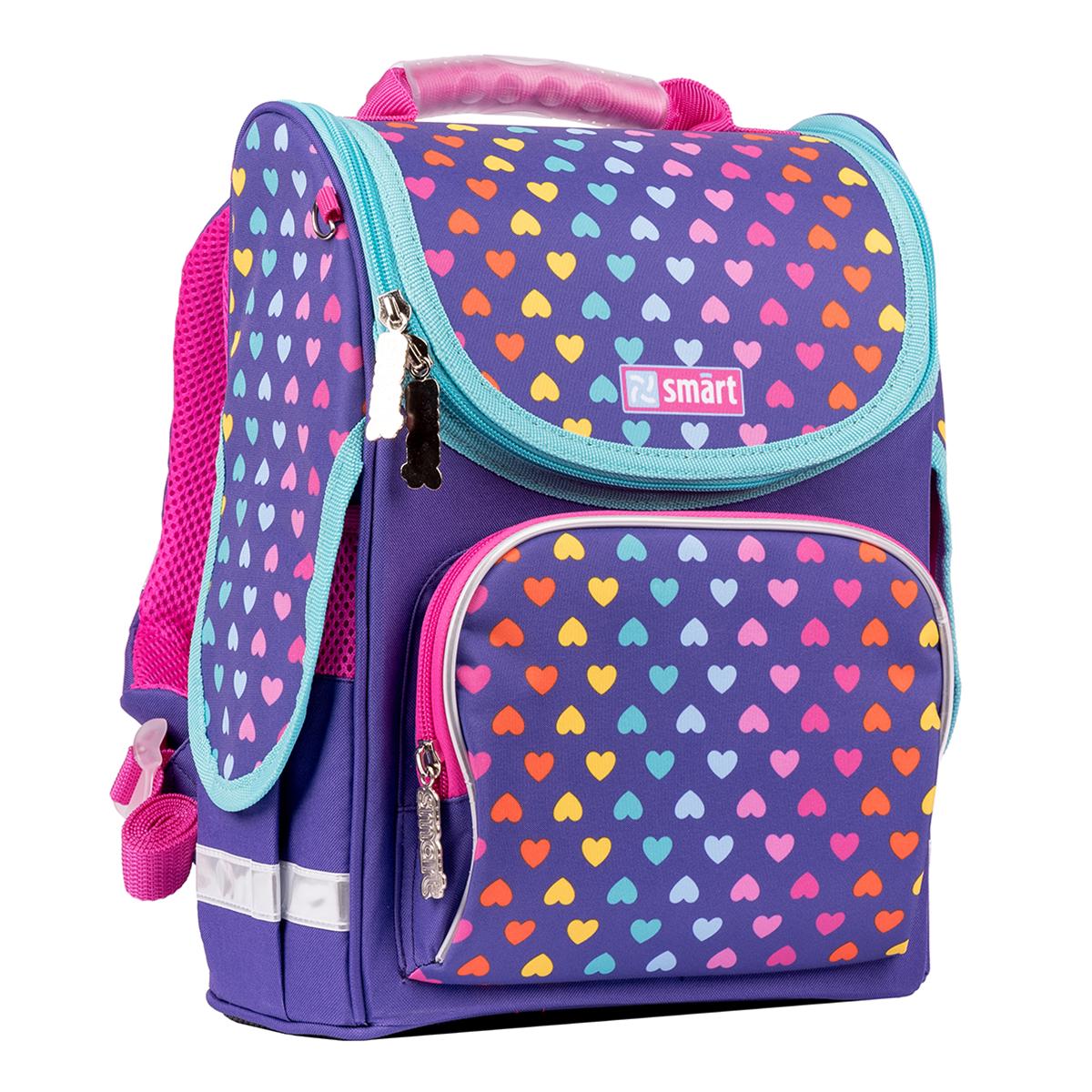 Рюкзак шкільний каркасний Smart PG-11 Rainbow hearts Фіолетовий (557516)