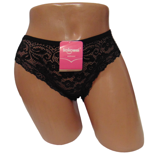 Женские трусы в рубчик Kokowei 151 с кружевом XL Черный (1766582576)