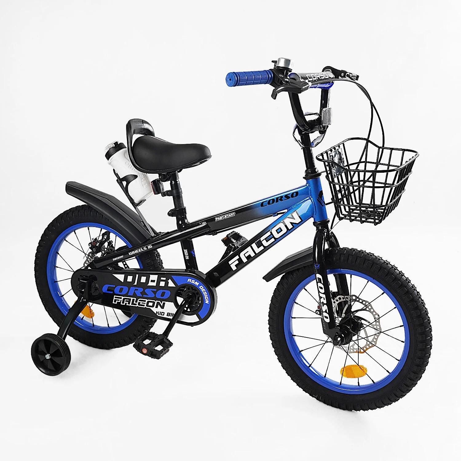 Велосипед Corso Falcon двоколісний 16" з додатковими колесами Синій (FL-16415)