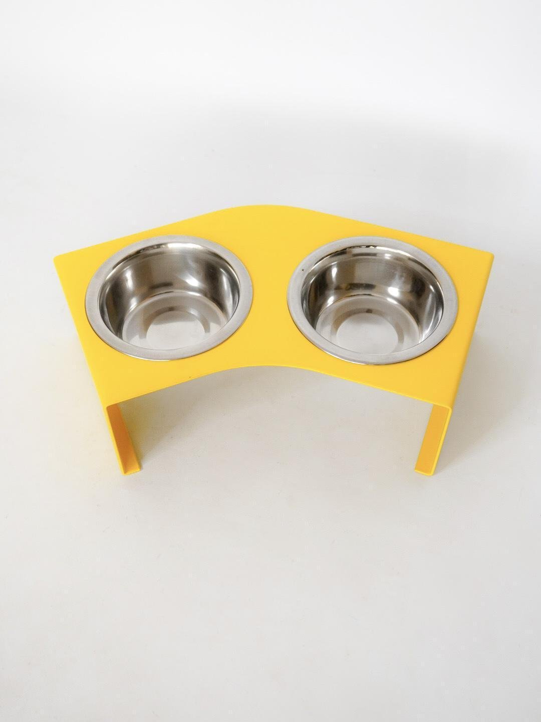 Кормушка Pet table для кошек на 2 миски металл 80 мм 0,45 л Желтый (1024578к)