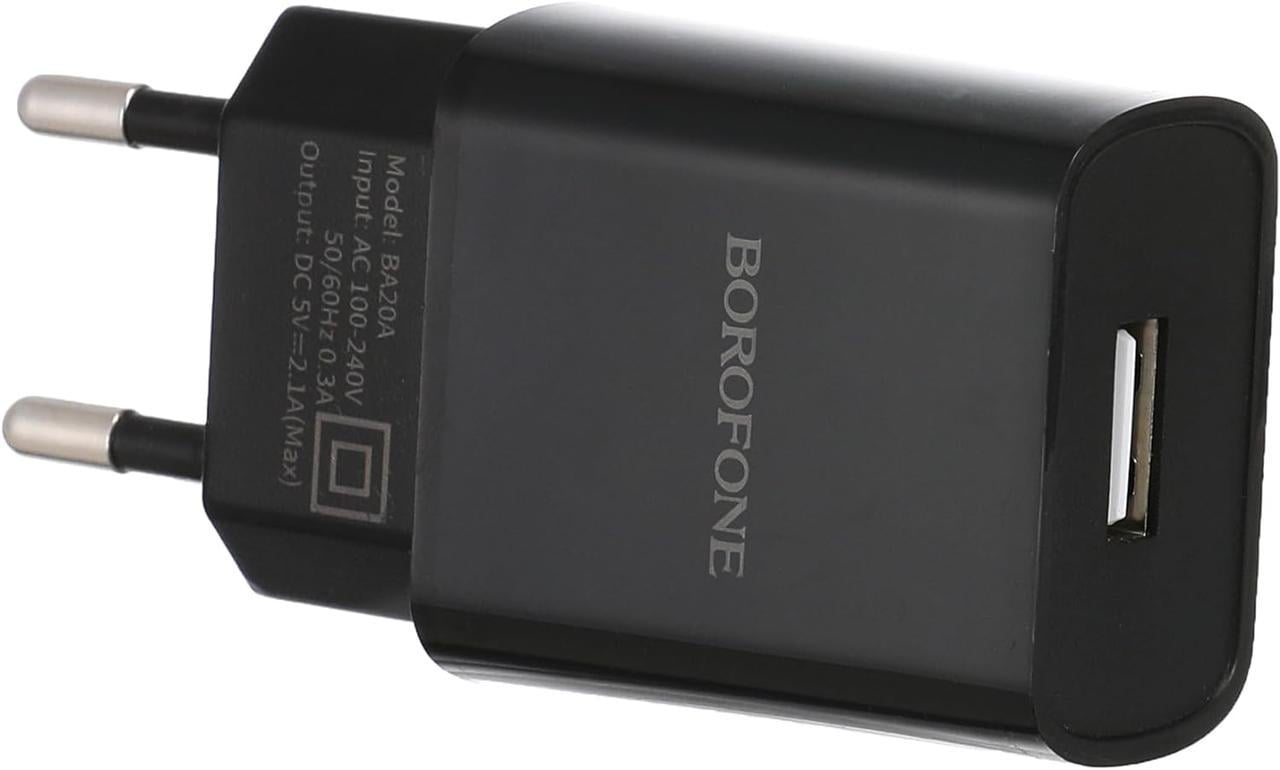 Блок живлення Borofone BA20A МЗП/USB зарядка 5V/2,1A Чорний - фото 4