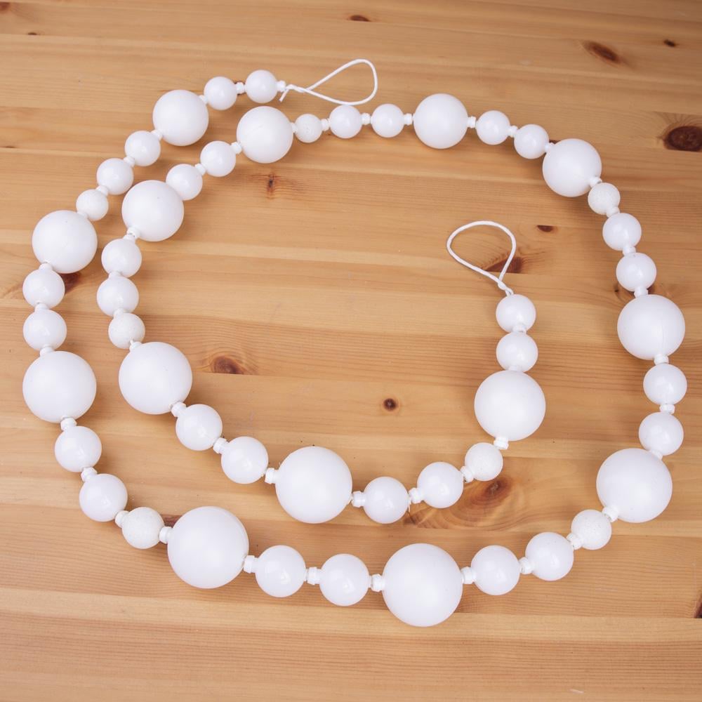 Гірлянда білі ялинкові кулі 185 см (6338-3)