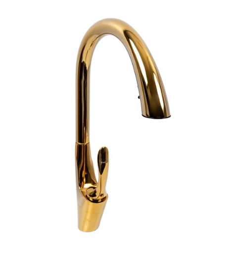 Смеситель кухонный Valeso с выдвижным изливом PVD Золотой (OB-D91B) Смеситель кухонный Valeso с выдвижным изливом PVD Золотой (OB-D91B)