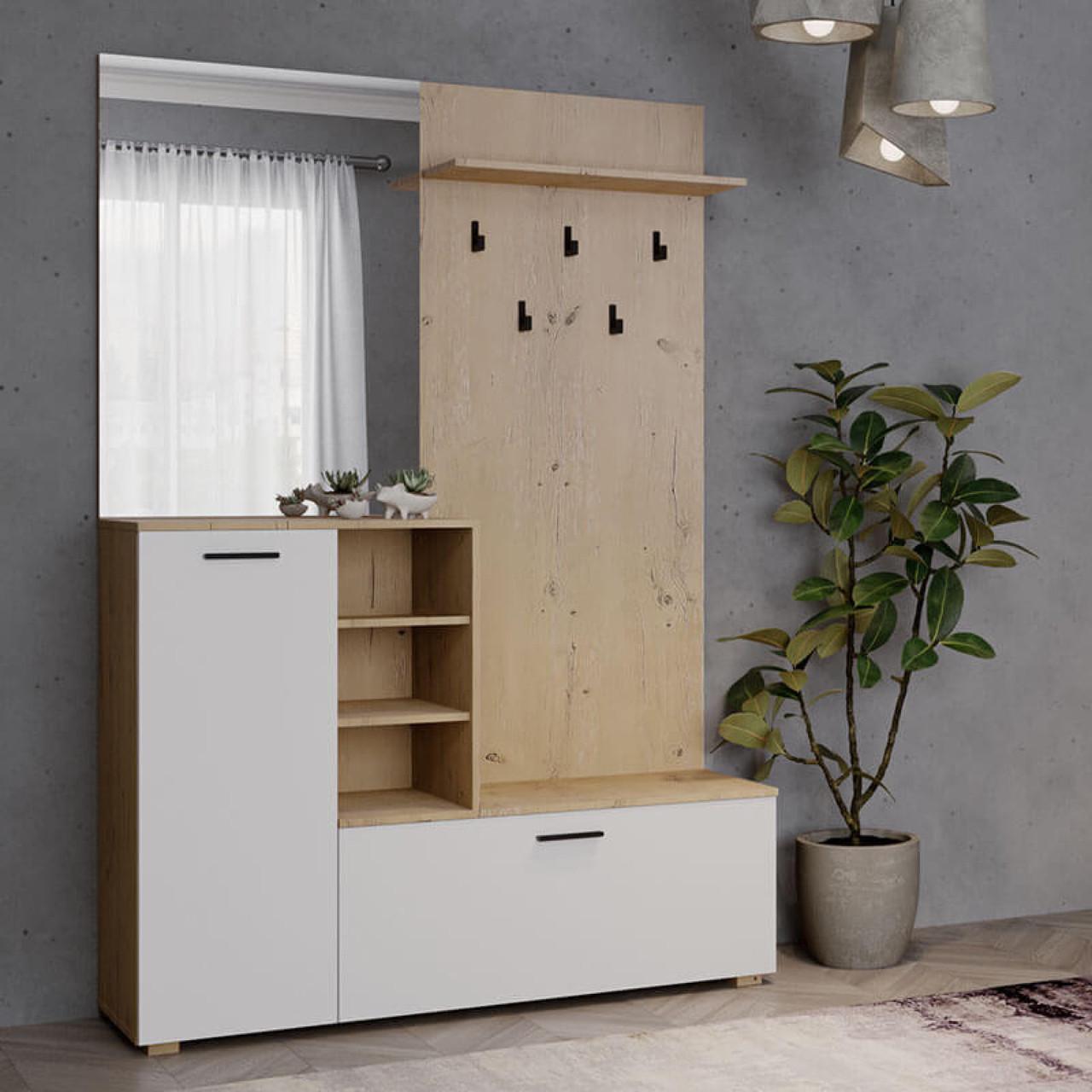 Прихожая модульная с зеркалом Гербор Ветланда II Сосна античная/Белый альпийский (GRB-1866)