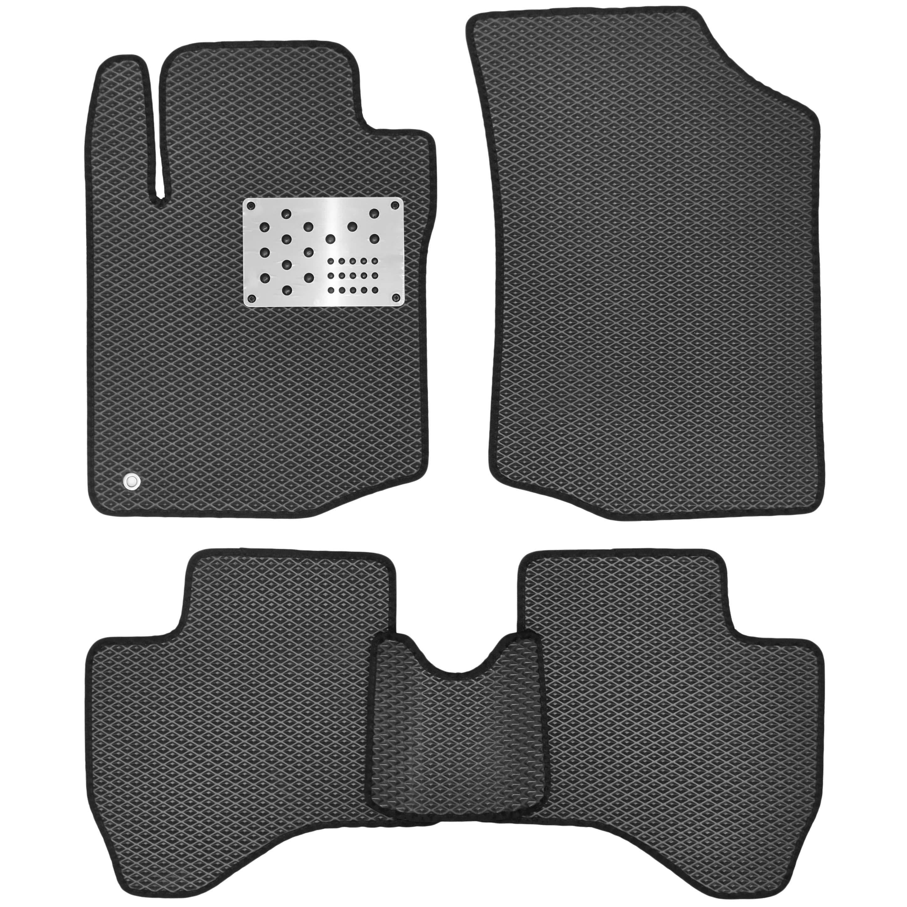 Коврики в салон Kinetic для Toyota Aygo 2005-2014 EVA металический подпятник с черной тесьмой Серый (240766)