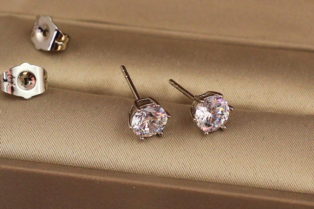 Серьги гвоздики Xuping Jewelry Камешки  6 мм Серебристый