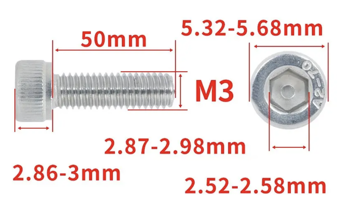 Винт с шестигранной головкой DIN912 M3x50 мм (DIN912_m3_50) - фото 2 Винт с шестигранной головкой DIN912 M3x50 мм (DIN912_m3_50) - фото 2
