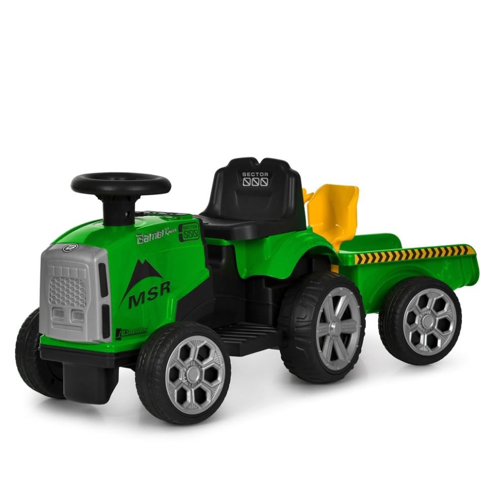 Дитячий електричний трактор Bambi Racer 6V одномісний до 30 кг Зелений (DE-169-E-1019)