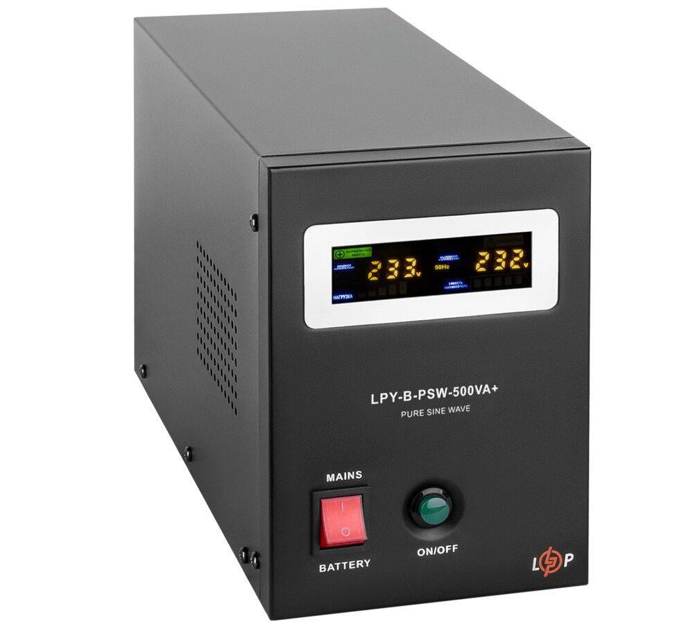 Джерело безперебійного електроживлення LogicPower LPYBPSW-500VA 350 Вт LCD 12V під зовнішній АКБ заряд 10А (57447)