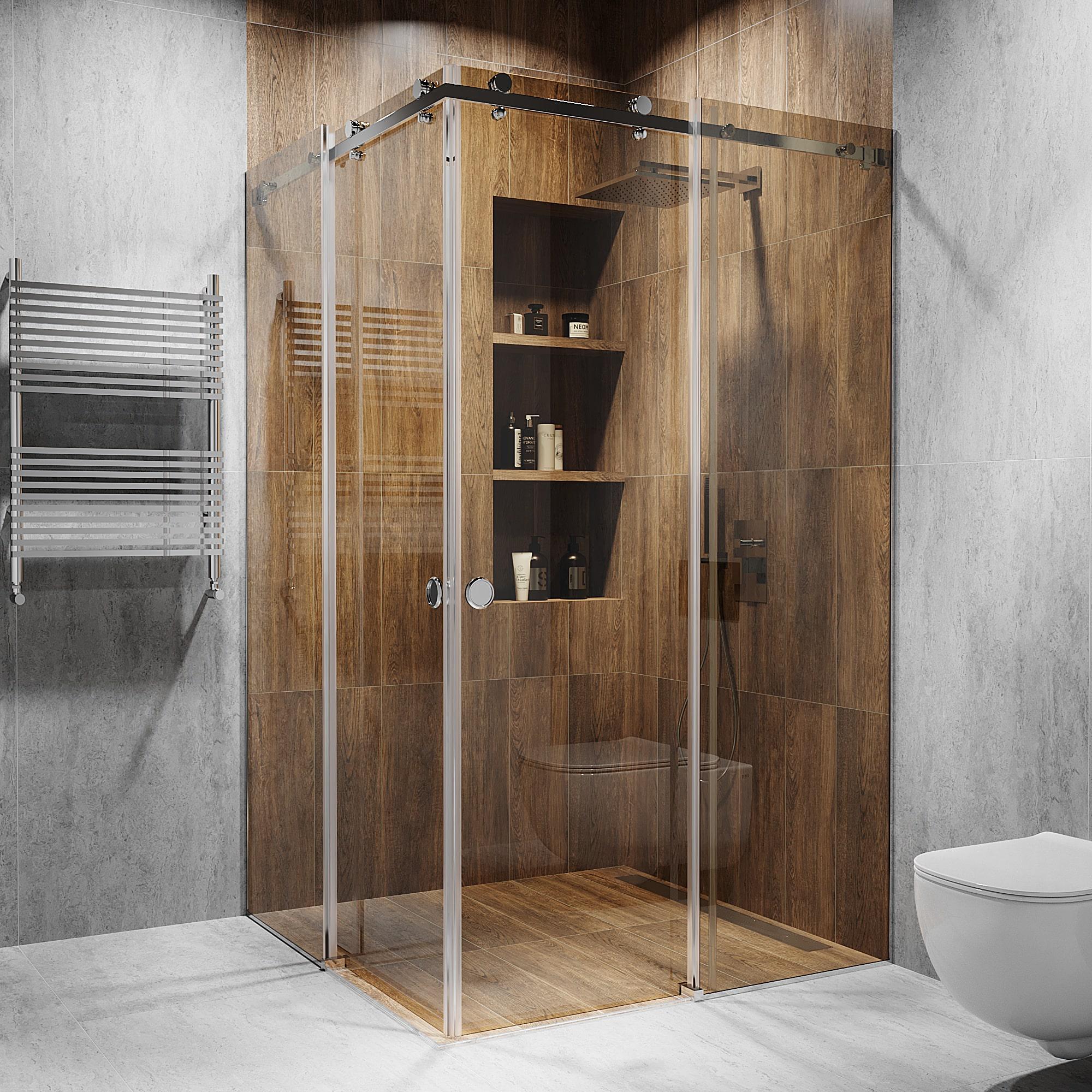 Душевая кабина S-Mix раздвижная ширина проема 1000х1000 мм Бронзовый