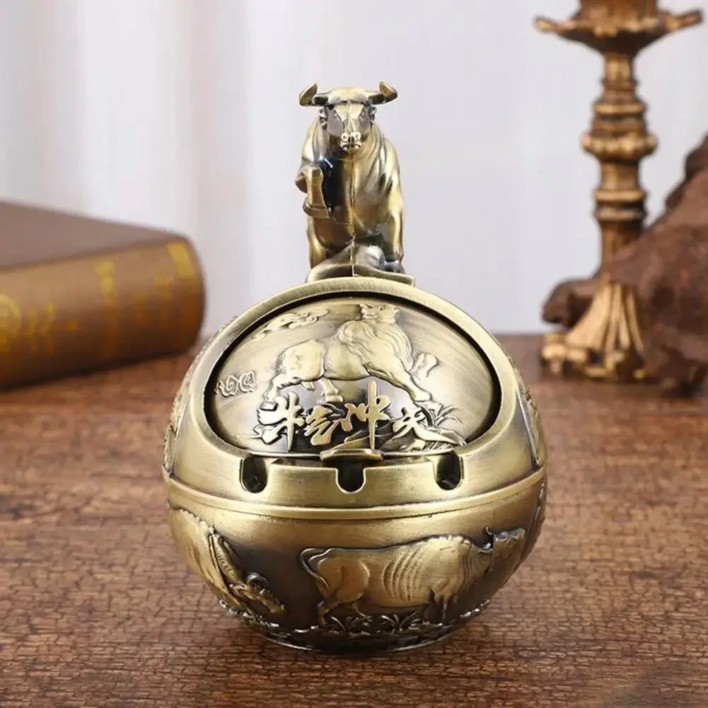 Пепельница металлическая год Бык Латунь (Арт1121)