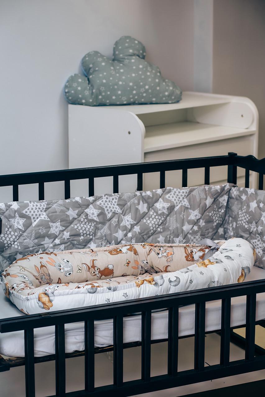 Кокон-гніздо для немовлят Зайченята 90x60 см Білий (1333727073) - фото 3 Кокон-гніздо для немовлят Зайченята 90x60 см Білий (1333727073) - фото 3