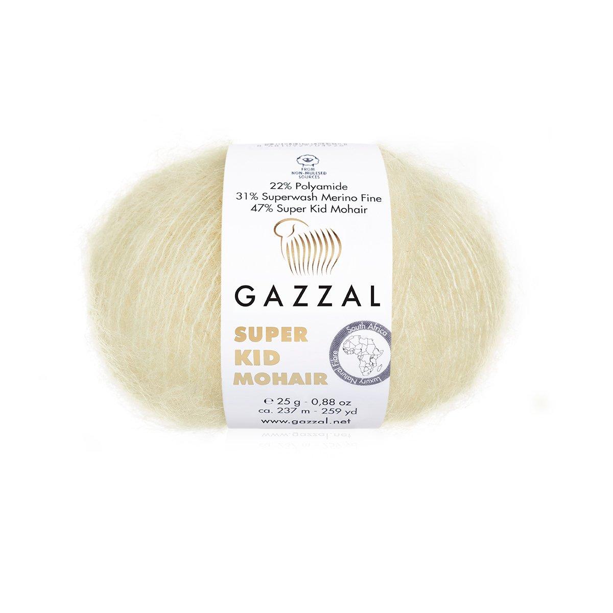 Пряжа Gazzal Super Kid Mohair 64408 молочный (3917)