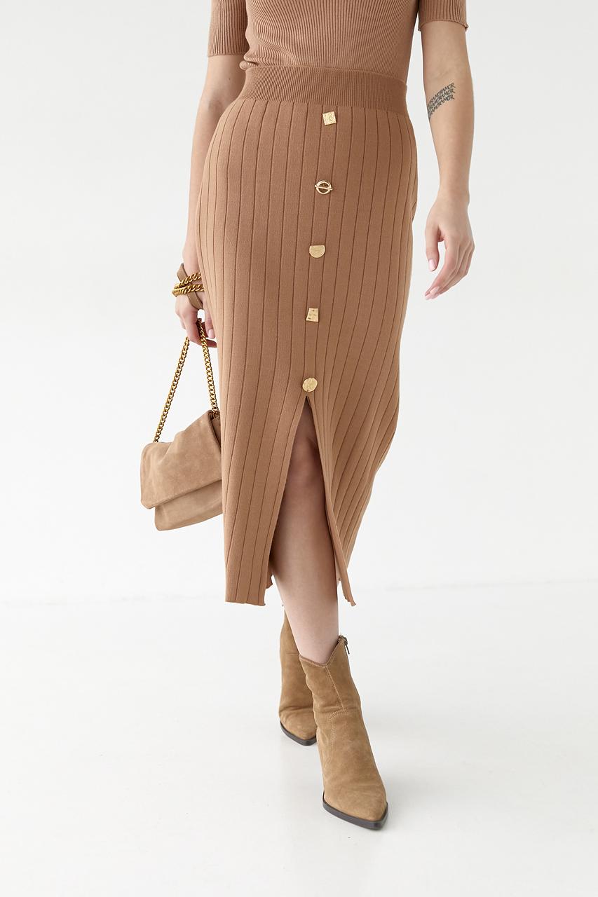 Юбка миди в рубчик L Коричневый (9505980)