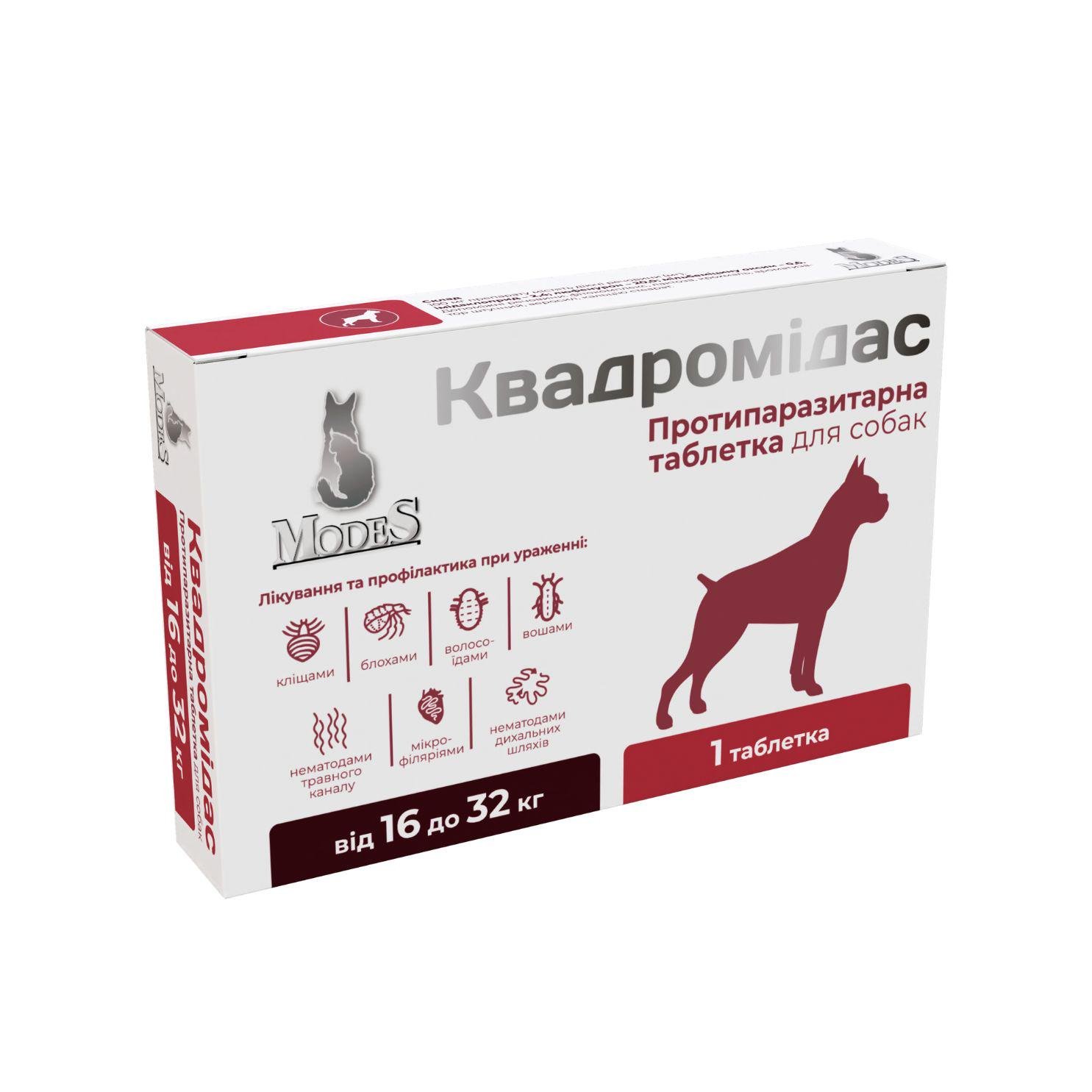 Таблетки протипаразитарні ModeS Квадромідас для собак 16-32 кг 1,6 г (27849819)