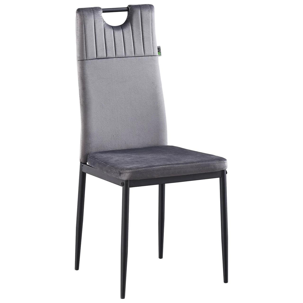 Обідній стілець Alabama велюр/сталь/текстиль 980х430х530 мм Чорний/Сірий