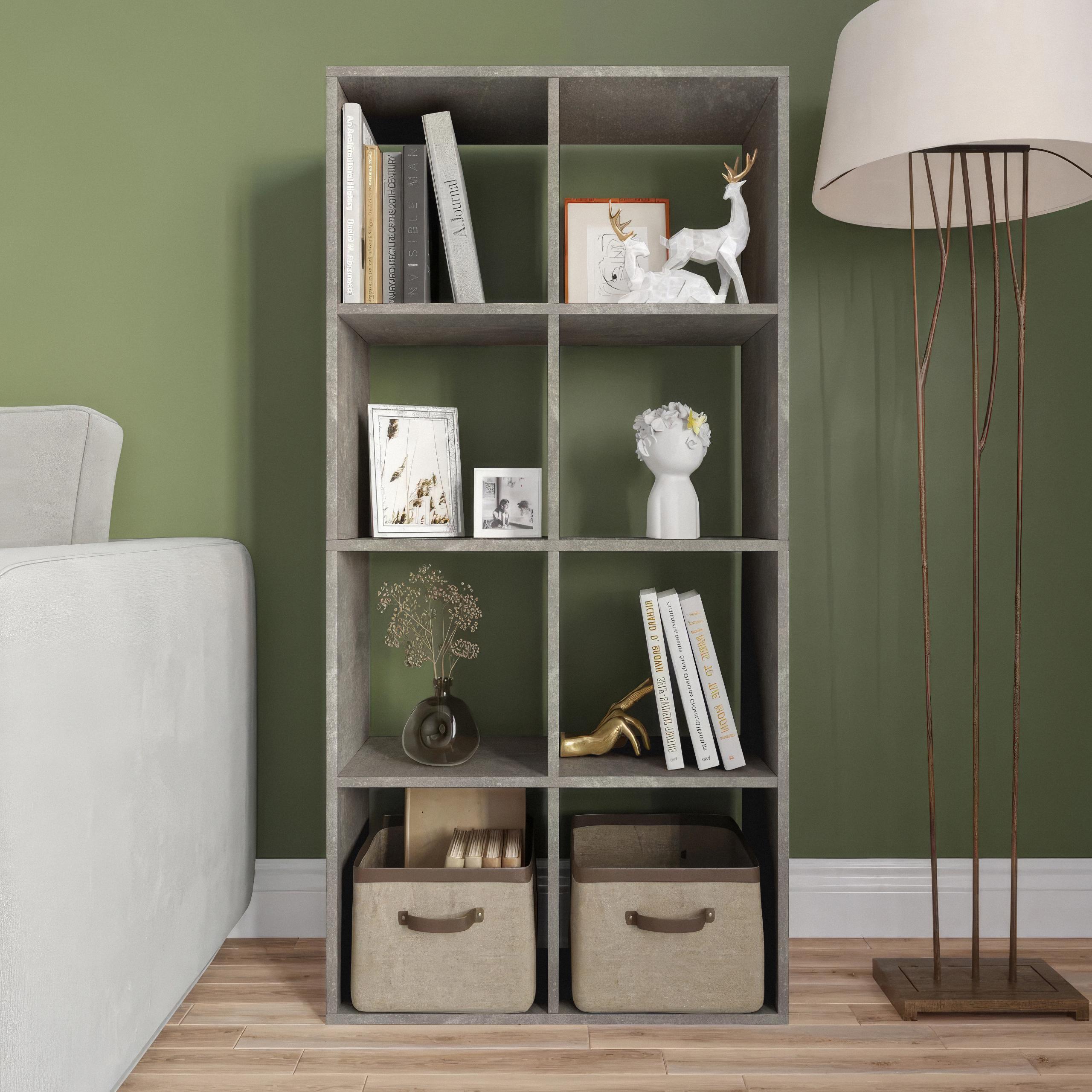 Стеллаж для книг и декора на 8 ячеек P-17 720х290х1430 мм Бетон - фото 1 Стеллаж для книг и декора на 8 ячеек P-17 720х290х1430 мм Бетон - фото 1