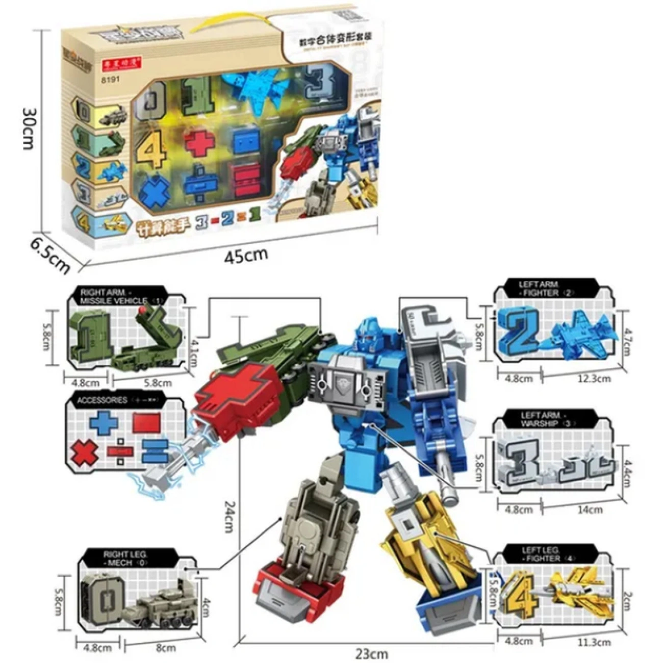 Трансформер детский 10в1 робот и автомобиль 24 см (29172530) - фото 3