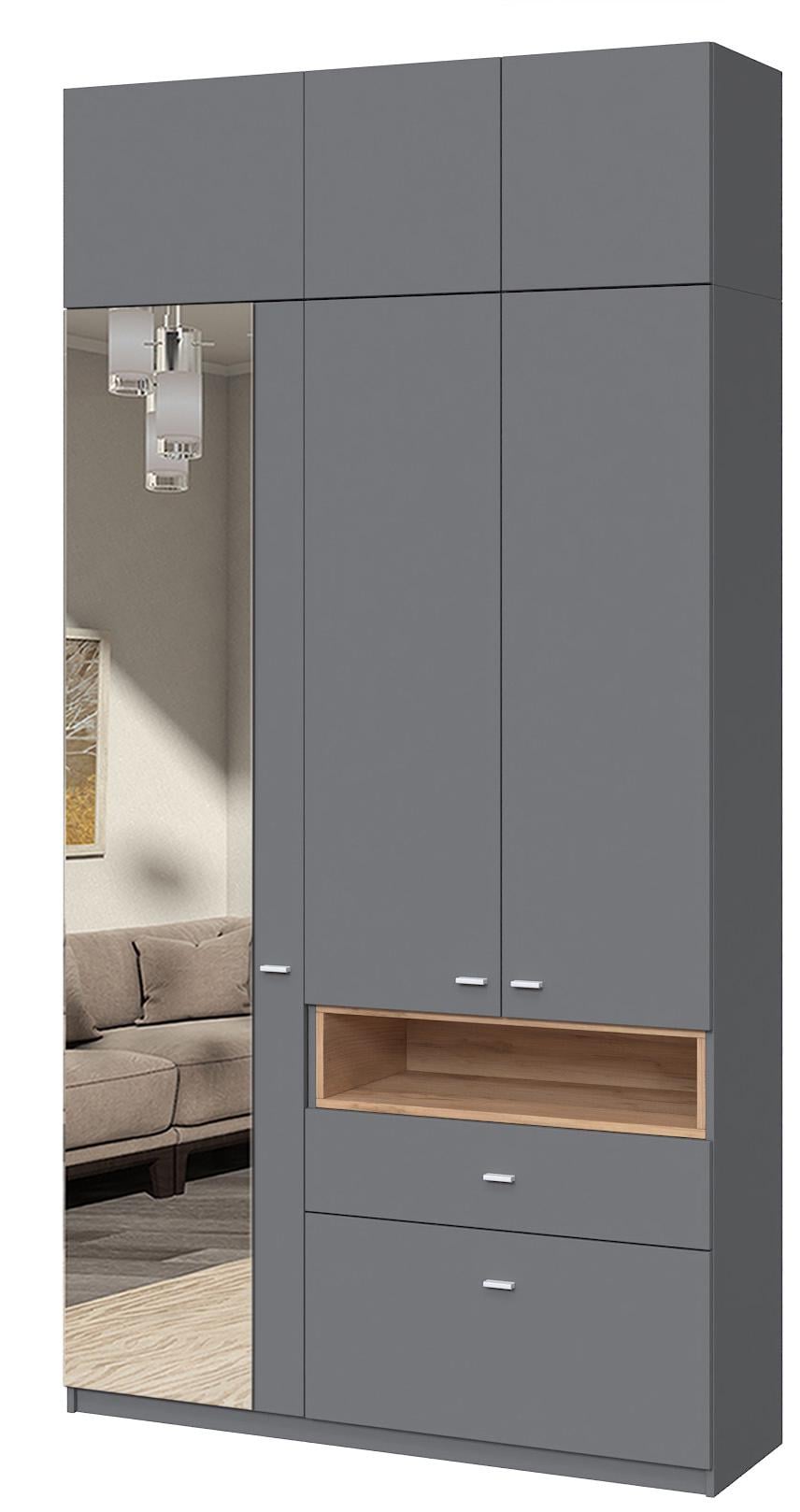 Шкаф в прихожую Мастер Форм Тетрис левосторонний 1320х376х2400 мм Антрацитовый/Дуб крафт золотой (31957)