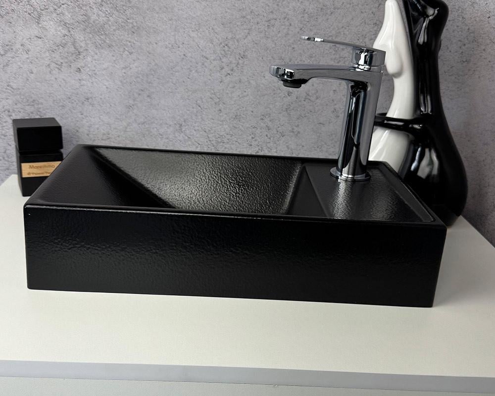 Умывальник Snail Эстель R 400х220 мм Черный шагрень (152D200R) - фото 4 Умывальник Snail Эстель R 400х220 мм Черный шагрень (152D200R) - фото 4